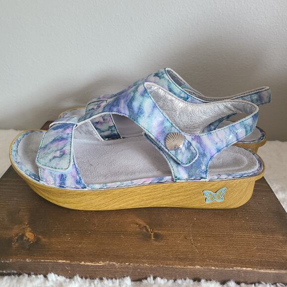 Alegria Kendra 298 Butterfly Tie-Dye Blue Leather Strappy Sandals Size 38 - Picture 4 of 12